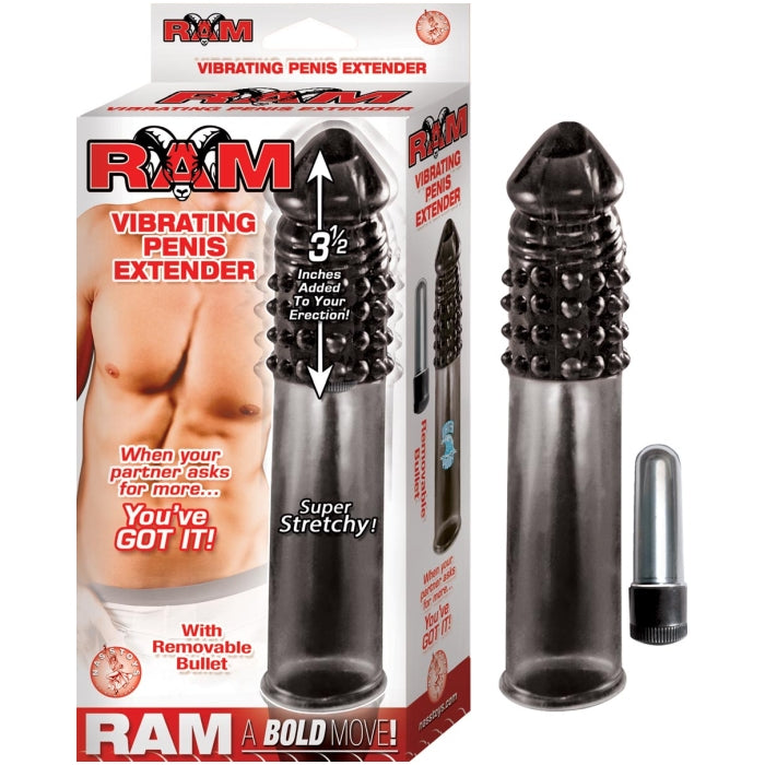 RAM VIBRATING PENIS EXTENDER - BLACK