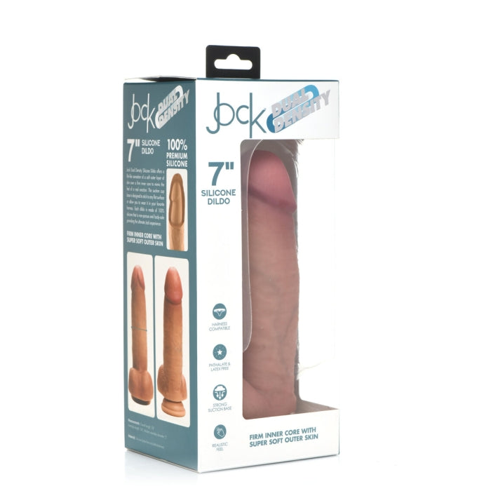 JOCK 7" DUAL DENSITY SILICONE DILDO W/ BALLS - LIGHT