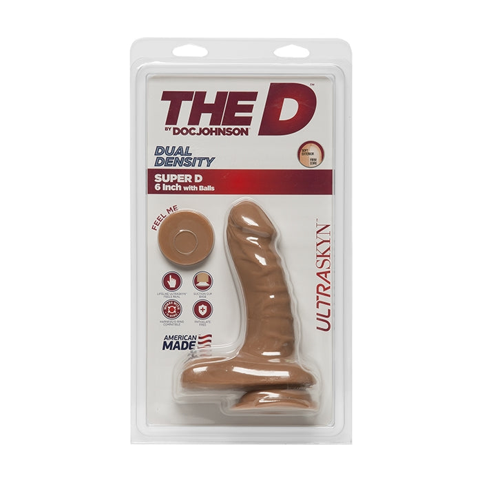 THE D - SUPER D - 6IN W/BALLS - ULTRASKYN - CARAMEL