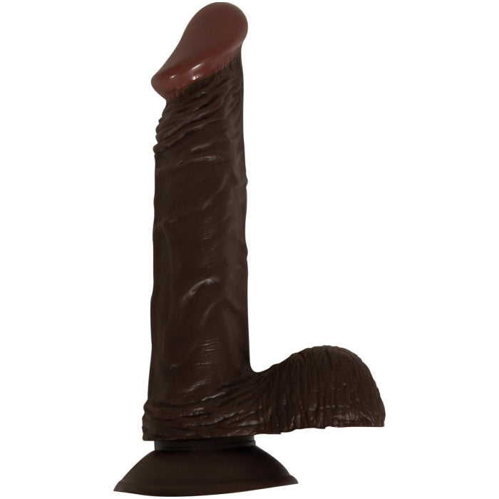AFRO AMERICAN WHOPPER- 8INVIBRATING W/ BALLS BROWN