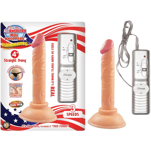 ALL AMERICAN MINI WHOPPERS VIBRATING 4IN STRAIGHT DONG - FLESH