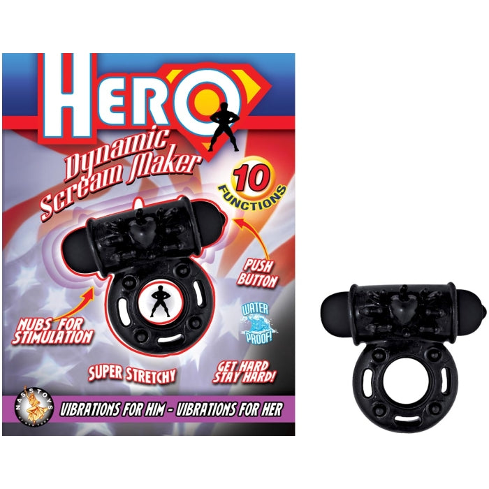 HERO DYNAMIC SCREAM MAKER VIBRATING COCK RING IN BLACK