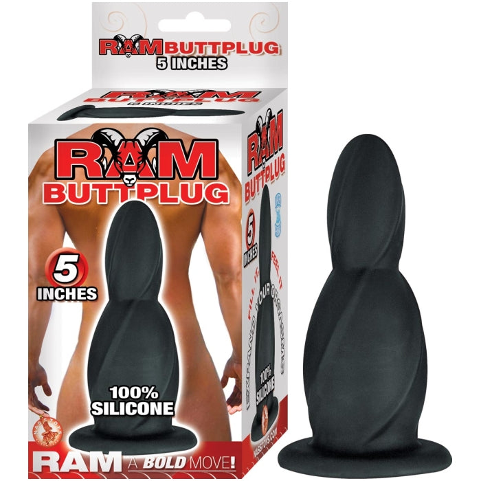 RAM SILICONE BUTT PLUG IN 5 INCH - BLACK