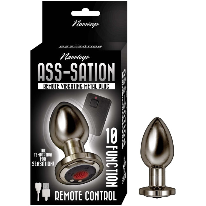 ASS-SATION REMOTE VIBRATING METAL PLUG-BLACK