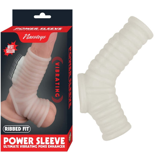 VIBRATING RIBBED SLEEVE-WHITE