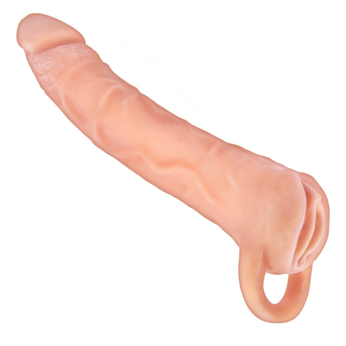 THE GREAT EXTENDER 2 IN 1 8" EXTENDER & MASTURBATOR-WHITE