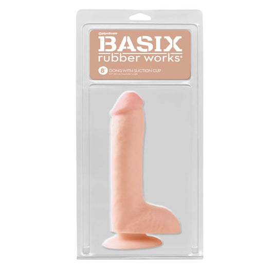 DILDO W/ SUCTION CUP 8" LIGHT BASIX RUBBER WORKS