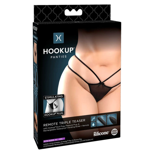 * 5% OFF! * HOOKUP PANTIES REMOTE TRIPLE TEASER - FITS XL-XXL