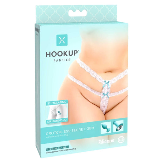 * 5% OFF! * HOOKUP PANTIES CROTCHLESS SECRET GEM - FITS XL-XXL