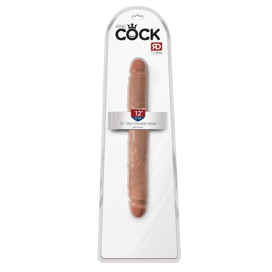 KING COCK 12" SLIM DOUBLE DILDO - TAN