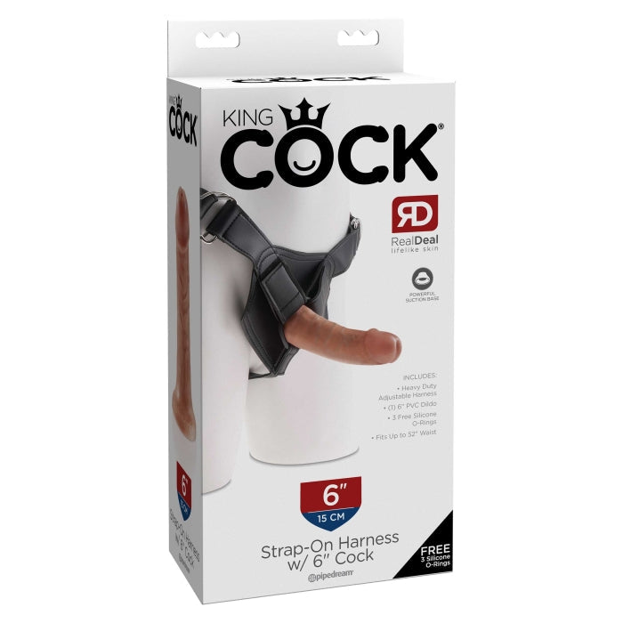 KING COCK STRAP-ON HARNESS WITH 6" COCK - TAN