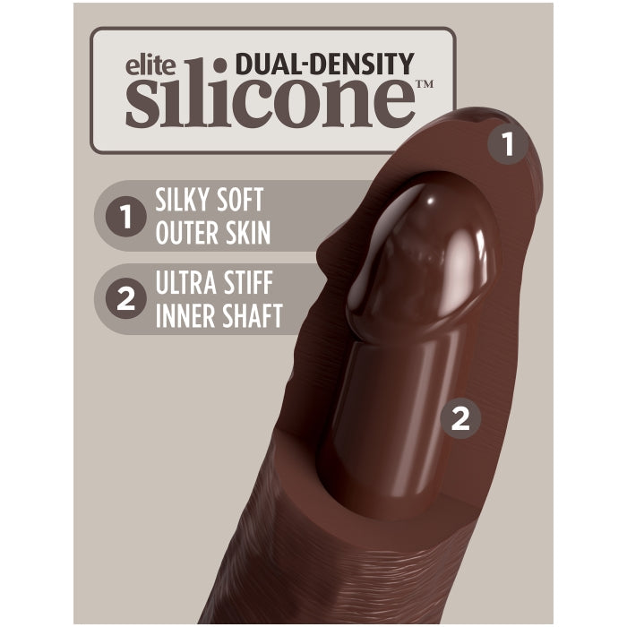 KING COCK ELITE 7" VIBE SILICONE DUAL DENSITY COCK -BROWN