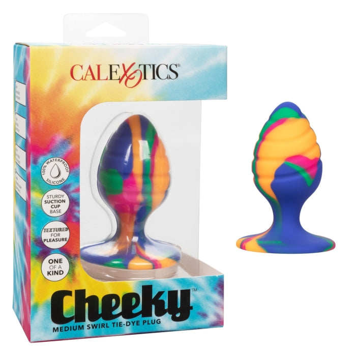 CHEEKY MEDIUM SWIRL BUTT PLUG - TIE-DYE