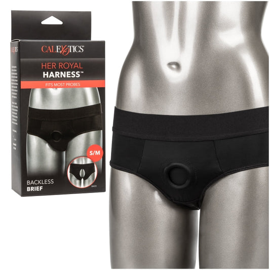HER ROYAL HARNESS BACKLESS BRIEF S/M - BLACK