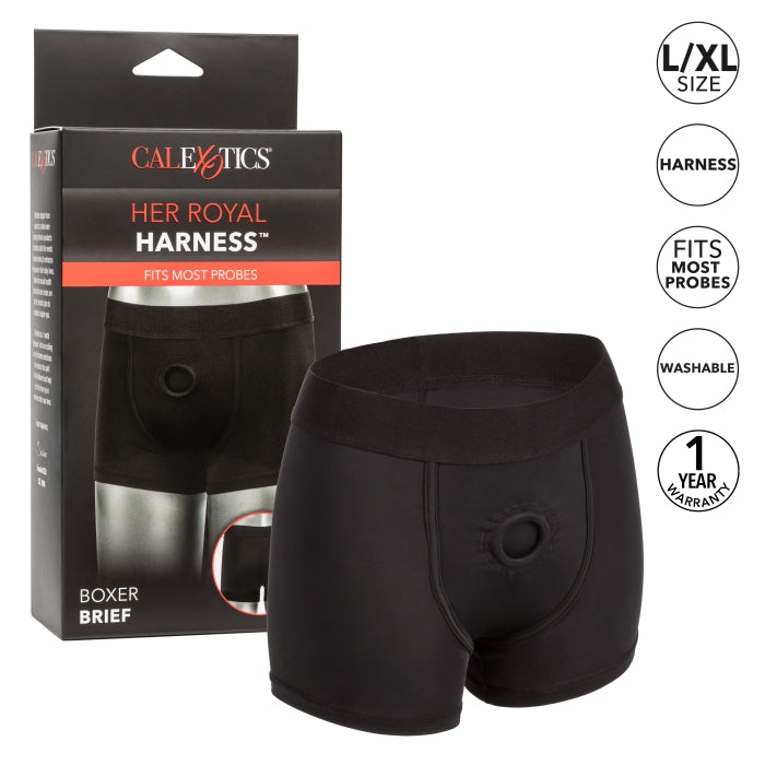 HER ROYAL HARNESS BOXER BRIEF L/XL - BLACK