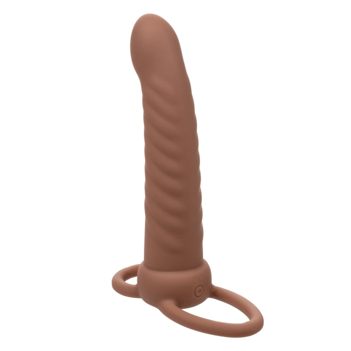 PERFORMANCE MAXX RECHARGEABLE RIBBED DUAL PENETRATOR - BROWN