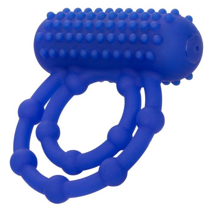 SILICONE RECHARGEABLE 10 BEAD MAXIMUS RING - BLUE