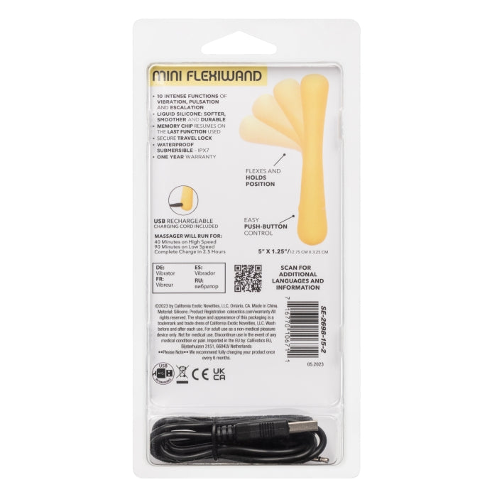 VIBE WAND 5" YELLOW 10X BOUNDLESS MINI FLEXIWAND