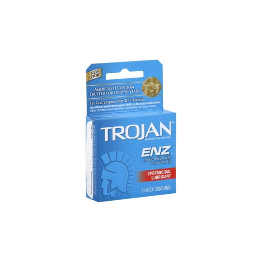 TROJAN 3'S ENZ ARMOR SPERMICIDAL (D/BLUE) 6 PACK