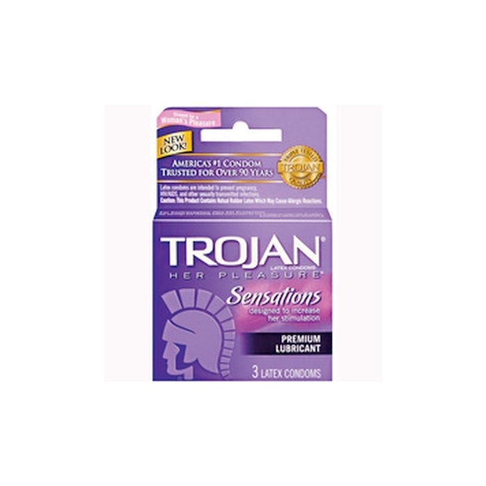 TROJAN 3'S HER PLEASURE SENSATIONS LUBE 6 PACK