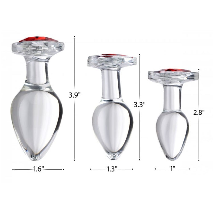 BS RED HEART GEM GLASS ANAL PLUG - MEDIUM