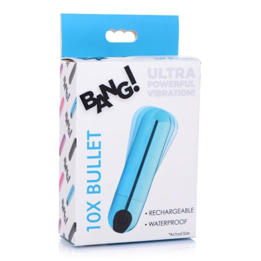 10X RECHARGEABLE VIBRATING METALLIC BULLET - BLUE