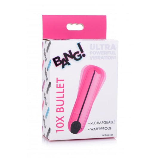 10X RECHARGEABLE VIBRATING METALLIC BULLET - PINK