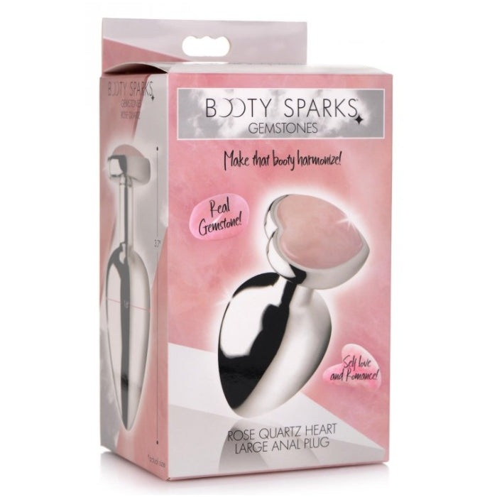 BS GEMSTONES ROSE QUARTZ HEART - LARGE ANAL PLUG